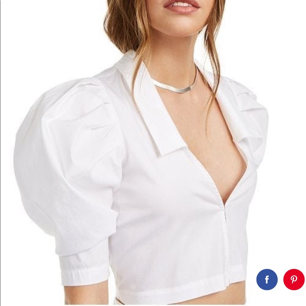 WeWoreWhat Danielle Bernstein Puff Sleeve Crop